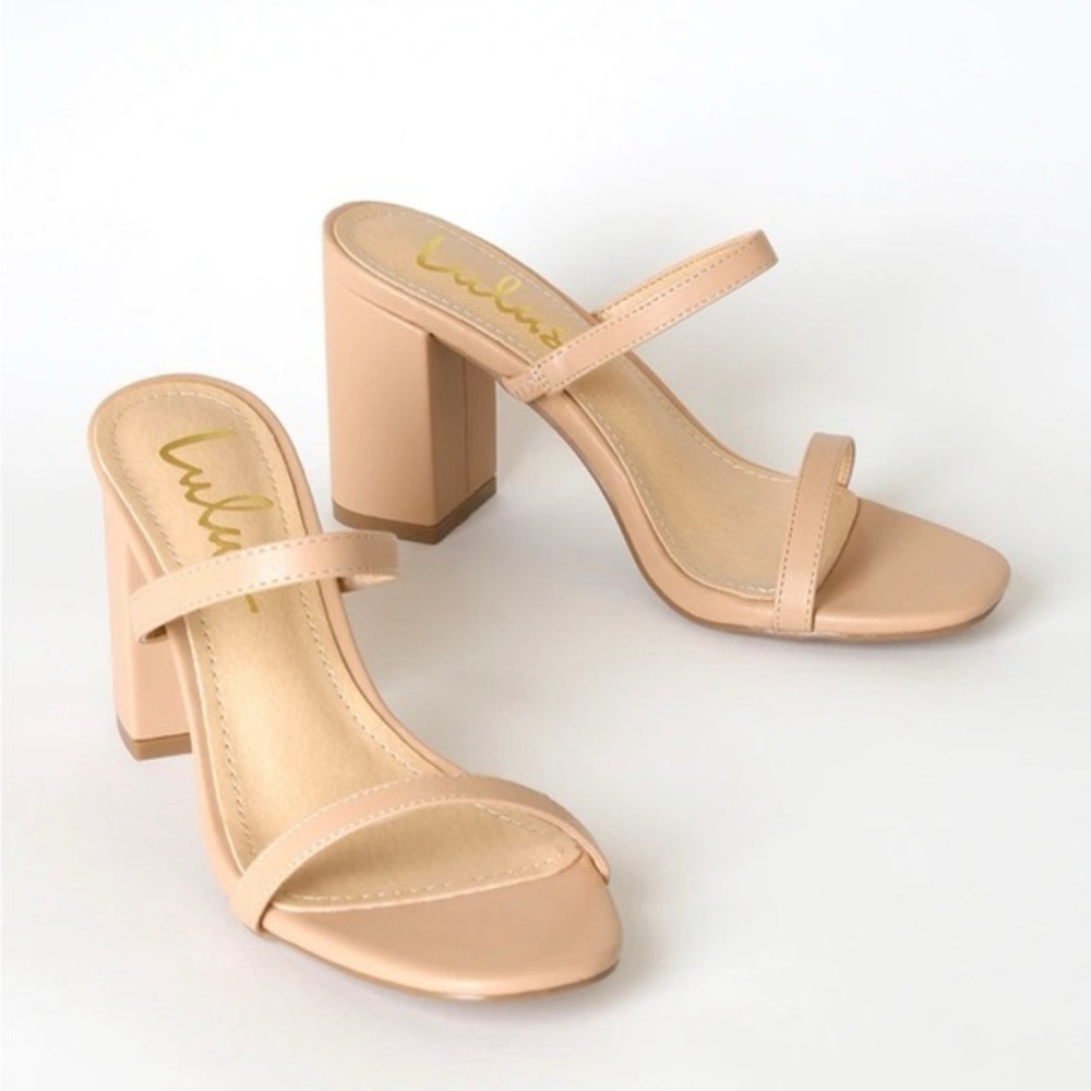 Lulu's Vanilla Double-Strap Fallyn Naked Heels Size 10